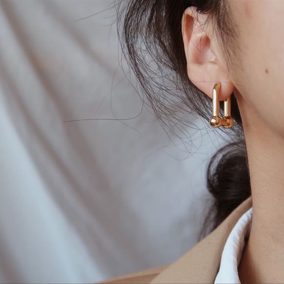 🌟18k Gold Plated Link Chain Earrings - Picture 5 of 9